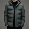 Men's Down Parkas High end fashion down jacket men's detachable hat 2023 winter business casual thickened warm cotton hooded windproof coat 231117