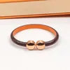 Luxury Fashion V-shaped Leather Bracelet New Brand Couple Double Round Buckle Bracelet High Quality Designer Bracelet