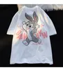 T-shirt Femme Vintage Run Rabbit Mignon Dessin Animé T-shirt Streetwear Couples Surdimensionné Lâche Été Coton Tops Harajuku Étudiants Kawaii Vêtements 230418