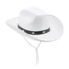 Boinas Adulto Retro Sombrero Remache West Cowboy Cocked Wide Brim Cordón Mujeres Hombre Vintage