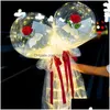 Party Decoration Led Luminous Balloon Rose Bouquet Transparent Bobo Ball Valentines Day Gift Birthday Wedding Balloons Ee Drop Deliv Dhaj7