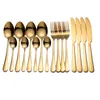 Stoviglie nere Set di posate in acciaio inossidabile Forchette Coltelli Cucchiai Set da tavola per cucina Forchetta Cucchiaio Coltello Set di stoviglie in oro 16 pezzi L230704