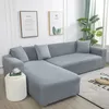 Chair Covers Grey Plain Color Elastic Stretch Sofa Cover Need Order 2Piece Sofa Cover If L-style fundas sofas con chaise longue Case for Sofa 231117