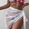 Mulheres femininas Mulheres de chiffon Concobres de vestido curto biquíni de biquíni encobrimento de lenço Kaftan Sarong para maiô