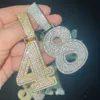 A-Z Trendy Gold Plated Full Bling CZ Letter Pendant Necklace For Men Women Fashion Bar DJ Hip Hop Jewelry
