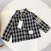 Nouveaux enfants designer chemise à manches longues classique ruban lettre plaid mode décontractée vêtements pour enfants commerce extérieur taille 100-160 cm F023