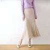 Saias de alto nível de outono/inverno 100% lã pura feminina quente e elegante saia plissada moda uma saia de malha de linha 4 cores 230418