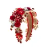 Lyx barock strass pärla blomma pannband mode hårtillbehör för kvinnor trendiga fest hårband hårband flicka huvudbonader