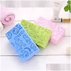 Paños de lavado Guantes de baño Esponja de baño Amor Impreso Scrub Ducha Bebé Scrubber Exfoliante Belleza Cuidado de la piel Limpieza facial Spa Ball Dro Dhs5V