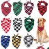 Abbigliamento per cani Bandana Natale Plaid Singolo strato Sciarpa per animali Triangolo Fazzoletto Accessori Bavaglini per cani di taglia piccola e media Regali di Natale Dhb8Y