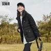 Damen Daunenparkas Semir Daunenjacke Frauen Lose Stehkragen Kleiner Duftender Stil Elegantes Spleißen 2023 Winter Neue Reife Modische Dicke CoaL231118