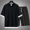 Herrspårsperioder Män Summer Summer Patchwork T Shirt Sportswear Set Mens Casual Short Sleeve Top Tees Shorts Två stycken Passar Male 4XL 230418