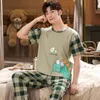 Pigiama da uomo estivo lavorato a maglia Pj pigiama da uomo a maniche corte set pigiama maschile set lettera pigiama per uomo pigiameria tuta homewear taglia XXXL1264 230418