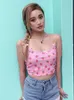 Kobiety S Tanki Camis Silm Silm Strawberry Print Y2K Tops For Women Ubrania Strażne muszka Krótka seksowna moda Backless Summer Sute Outfit 230417