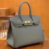 Platinum Bag Designer Tote Volledig met de hand gestikte Epsom Palm Leather Dames BK30 Leer luxe handtas Almond Green