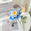 Decorative Flowers 1PC Knitted Flower Penoy Rose Fake Artificial Bouquet Wedding Decoration Hand-Woven Crochet Table Decorate Gift