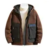 Men's Down Fashion Men Winter Thick Warm Velvet Hooded Long Sleeve Jacket Coats Top Deerskin Lambskin Coat Leather 11.7