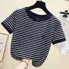 Женская футболка GKFNMT Poleras Mujer Tshirt Femme Stripe Женская футболка Женская хлопчатая тонкая футболка женщина летняя камисета феминина повседневная 230418