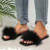 Slippers 2023 Fashion Fur Design Women's Slide Summer New Outdoor Open Toe Solid Color Sandals Enlarged Size Casual Flat Slide Women's Shoes 231118