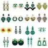 Zielone kolczyki Projektant Dangle biżuteria kryształowe akcesoria ręczne