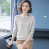 Pull femme clou perle printemps automne 2023 pull pur femme ample court Style occidental garder au chaud bas mère haut