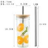 Muggar 4 bitar av 700 ml Glass Straw Bamboo Cover Cold Drink Cups Transparenta TEA DRINS Vintage Family Party Bars Cocktails Whisky 231117