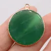 27x31mm jade redonda pendente de pedra natural artesanato jóias que fabricam acessórios de brinco de colar de colar de diy decoração de festas de charme para festas