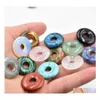 Charms Charms 25Mm Assorted Natural Stone Crystals Gogo Donut Rose Quartz Pendants Beads For Lucky Jewelry Making Whole Drop Delivery Dhcdq