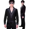 Vêtements de scène chemises de danse latine hommes à manches longues col en V Sequin diamant hauts salle de bal chemise pratique compétition vêtements de danse