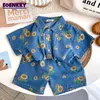 Kleidungssets Sommer Kinder Jeanshemden Set Jungen Mädchen Kurzarmhemden und Shorts Daisy Print Zweiteilige Kinder Beiläufige Lose Sets 230417