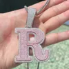 A-Z Trendy Gold Plated Full Bling CZ Letter Pendant Necklace For Men Women Fashion Bar DJ Hip Hop Jewelry