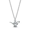 Pandoras Emperor S925 Sterling Silver Ginkgo Leaf Tea Pot Necklace Ice Crystal Snow Flower غير متماثل مربع مربع عالي الجودة مجوهرات فاخرة عالية الجودة