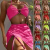 Costumi da bagno da donna Copricostumi da donna Sexy bikini da spiaggia aperto sul davanti Set push up Costume da bagno diviso Cinghie a triangolo Sport solido