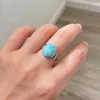 Eheringe Natur Larimar 925 Sterling Silber Ring verstellbar Verlobung rhodiniert für den Jahrestag der Frau231118