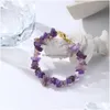Charm Bracelets Irregar Natural Gem Stone Bracelet Chip Beads Nets Fluorite Amethyst Rose Crystal Quartz Bangles For Women Drop Deli Dhfxv