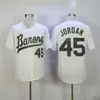 Moive Baseball Michael45 Birmingham Barons Jerseysボタンダウンメンズブラックホワイトグレーステッチレトロカレッジクーパーズタウンクールベースリタイアスポーツ