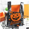 Gift Wrap 100Pcs Cute Pumpkin Candies Festival Holiday Large Capacity Halloween Treat Bags Party Plastic Home Cookie Portable With D Dhote