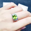 Anéis de cluster Os homens tocam um peridoto verde real natural 925 prata esterlina 8 10mm 2,5ct pedra preciosa para ou mulheres jóias finas x219253