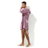 Fankatz couple solid color thin sexy short sleeve simple loose bathrobe men's and women's large ribbon pajamas