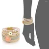 Charm Bracelets Unique Exquisite Beads Leather & Bangles Crystal Chain Multilayer Magnetic Clasp Fashion For Women S409