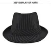 Berets Mode Leinen Kurzarm Fedora Hut für Herren Stripe British Style Gentleman Black Jazz Cap Damen Chapeu Panama Fedoras