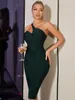 Casual jurken 2023 Zomer vrouwen sexy enkele schouder midden in stijl verband rayon mouwloze bodycon fashion celebrity feest