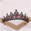 Diademi Barocco Vintage Diadema nero e corone Strass di cristallo Accessori per capelli da sposa Corona da principessa regina Altro design H Dhgarden Ot0Lj