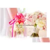 Outras festa de eventos fornecem 5 cores de cor de rosa artificial Flores de pulseira Bridesmaid Sisters Hand para decoração Prom Dhtqv