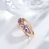 Anéis de banda JULYDREAM Espumante Roxo Zircão Anéis Luxo 585 Cor Dourada Personalidade Festa Jóias Francesas para Mulheres Acessórios Incomuns AA230417