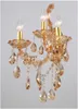 Maria Theresa Crystal Wall Sconces Light Fixture med 3 Lights Amber Gold Color Wall Sconces Hembelysning