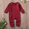 Strampler 0-24M Frühling Herbst geboren Kinder Mädchen Jungen Kleidung Säugling Baby Strampler Langarm Reißverschluss Baumwolle Gerippte Overalls 7 Farben 230418