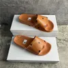 Estate Donna Uomo Pantofole Munich Flats Pantofola Donna M Arancione Marrone Mules Sandali Doccia in pelle Ladies Slides Designer Infradito Pantoufles Sandali con scatola