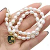 Anhänger Halsketten Natürliche Süßwasserperlen Perlenkette 6-7mm Reis Weiße Birne Für Frauen Jewerly Party Geschenk Länge 37cm