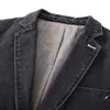 Costumes pour hommes Hommes Coton Denim Costume Veste Bouton Haut Hommes Mince Mince Noir Gris Printemps Blazer Mâle Survêtement Casual Bureau Porter 4xl